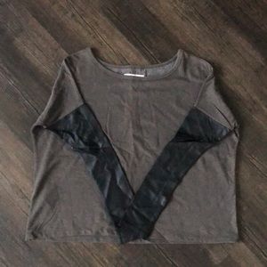 Faux Leather Sleeve sweatshirt
